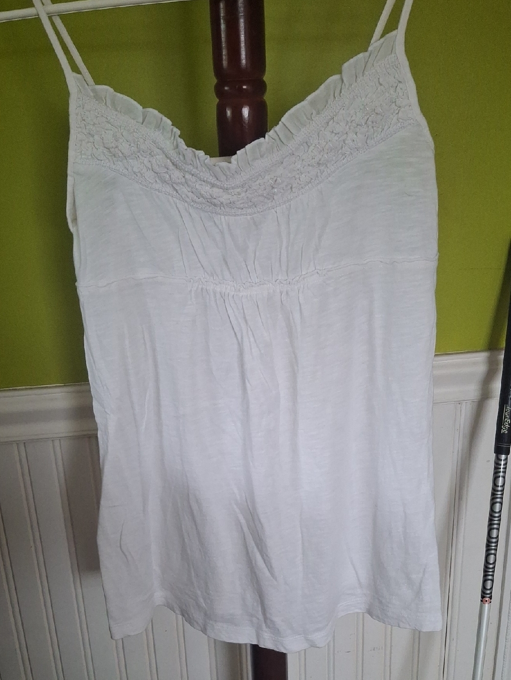 LOFT White Lace-Trim Spaghetti Strap Tank